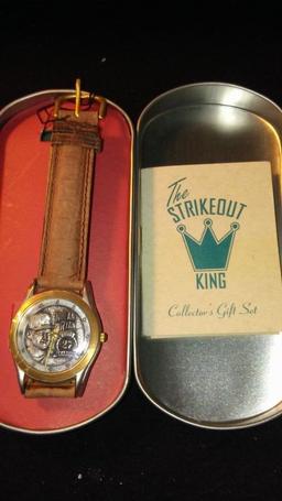 1993 FOSSIL WATCH "THE STRIKEOUT KING" NOLAN RYAN WRISTWATCH AND CASE
