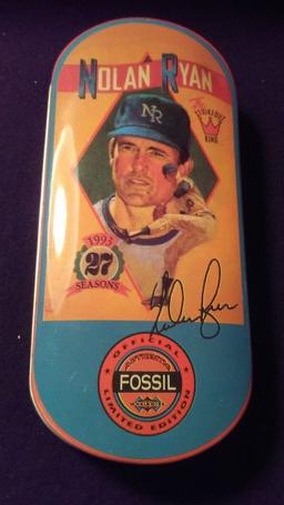 1993 FOSSIL WATCH "THE STRIKEOUT KING" NOLAN RYAN WRISTWATCH AND CASE