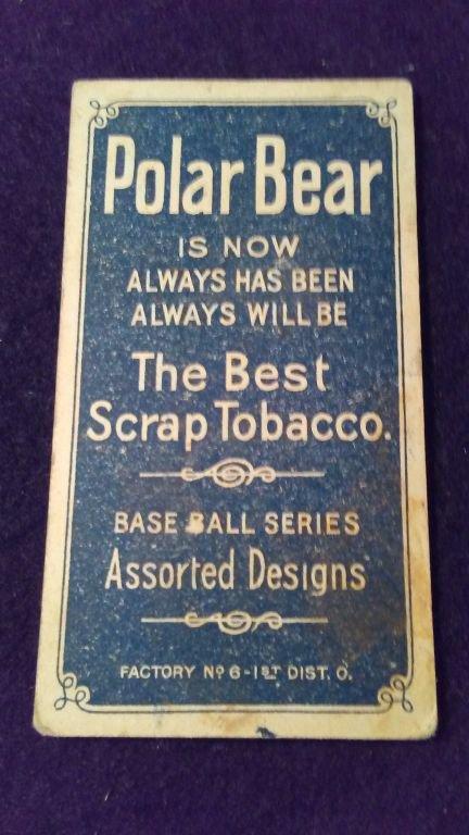 1909 T206 BASEBALL CARD DOTS MILLER POLAR BEAR BACK