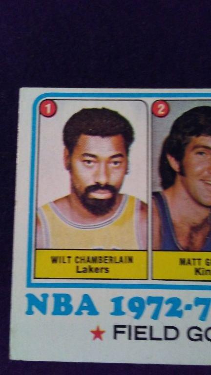 1973 TOPPS BASKETBALL NBA LEADES CARD CHAMBERLAIN JABBAR GUOKAS #155