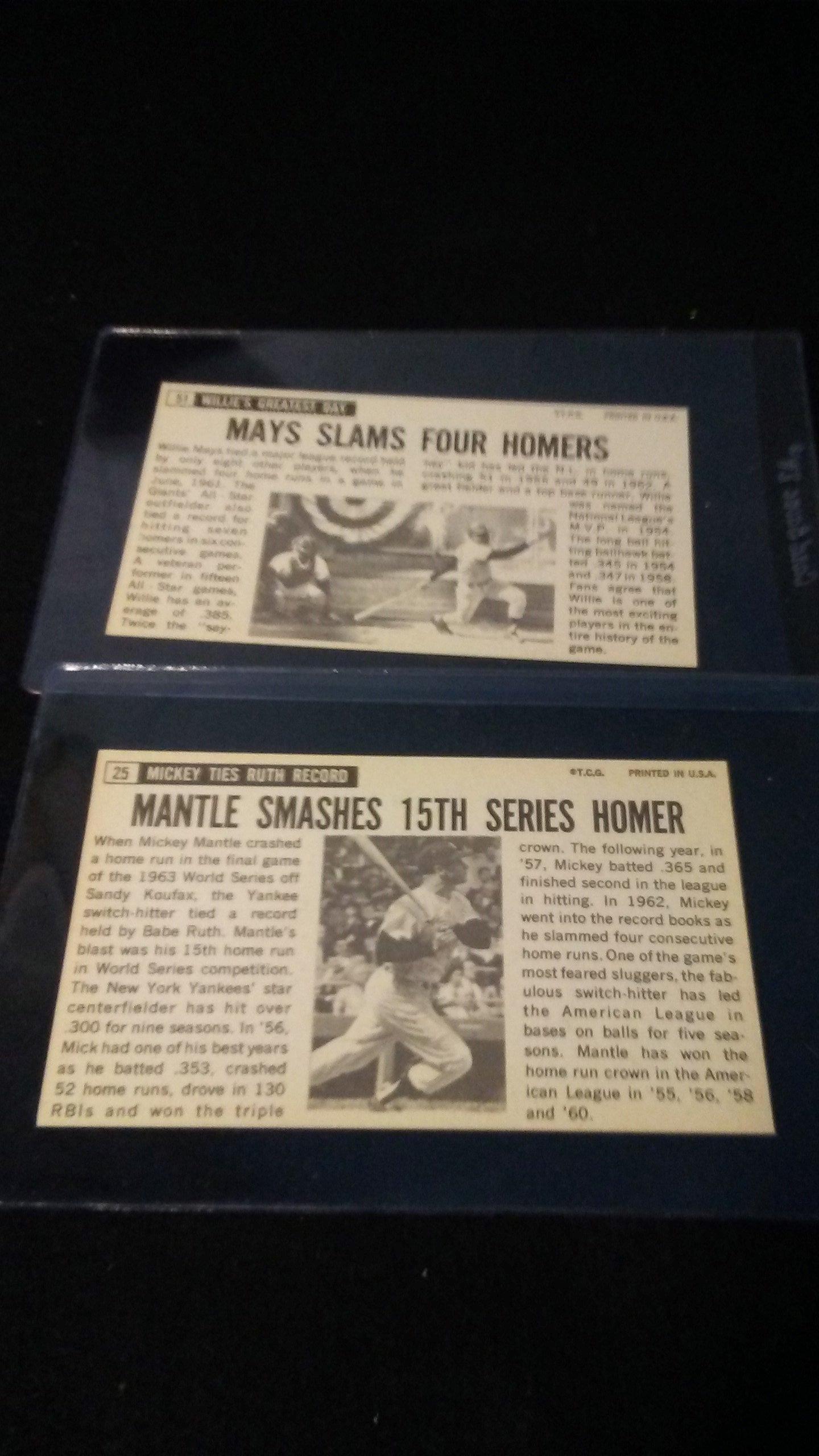 1964 Topps Baseball Giant Lot Of 2 Cards Mickey Mantle And Willie Mays