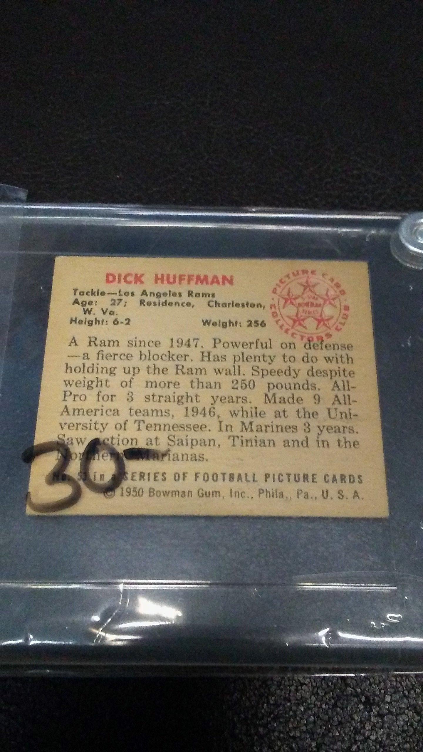 1950 Bowman Football Dick Huffman #53