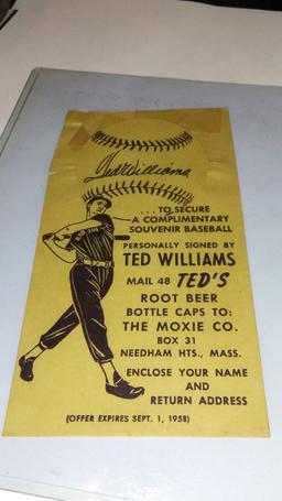 1958 Ted Williams Moxie Root Beer Advertising Exhibit