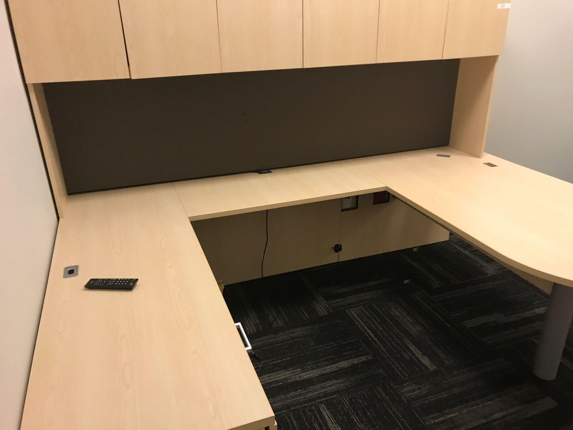 12 desk cubicle system with 1 Ergotron sit-stand integrated platform