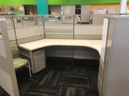 4 desk privacy height rectangular cubicle system