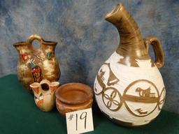 Qty of (4) Native American made Pitcher and Bowls