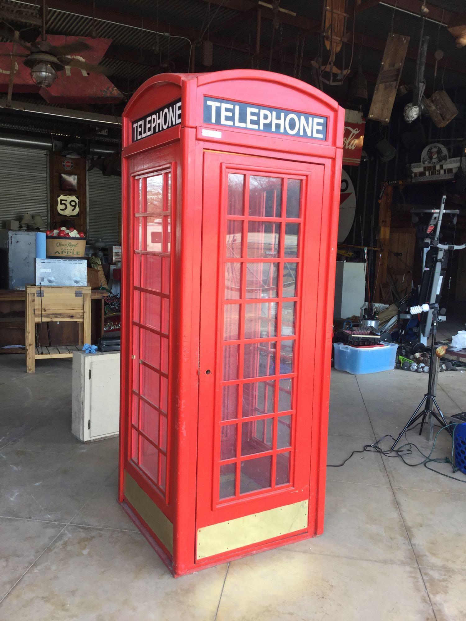 Vintage Red Wood London-style Telephone Box