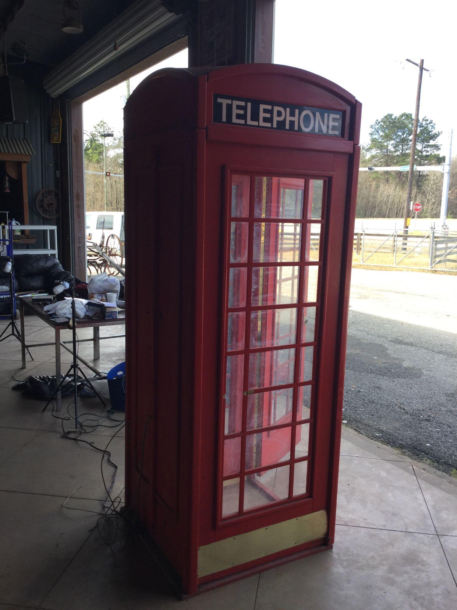 Vintage Red Wood London-style Telephone Box