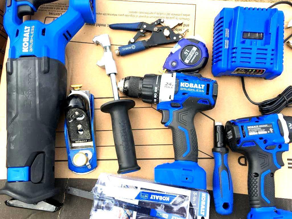 Cobalt Power Tools, Batteries, and Bag