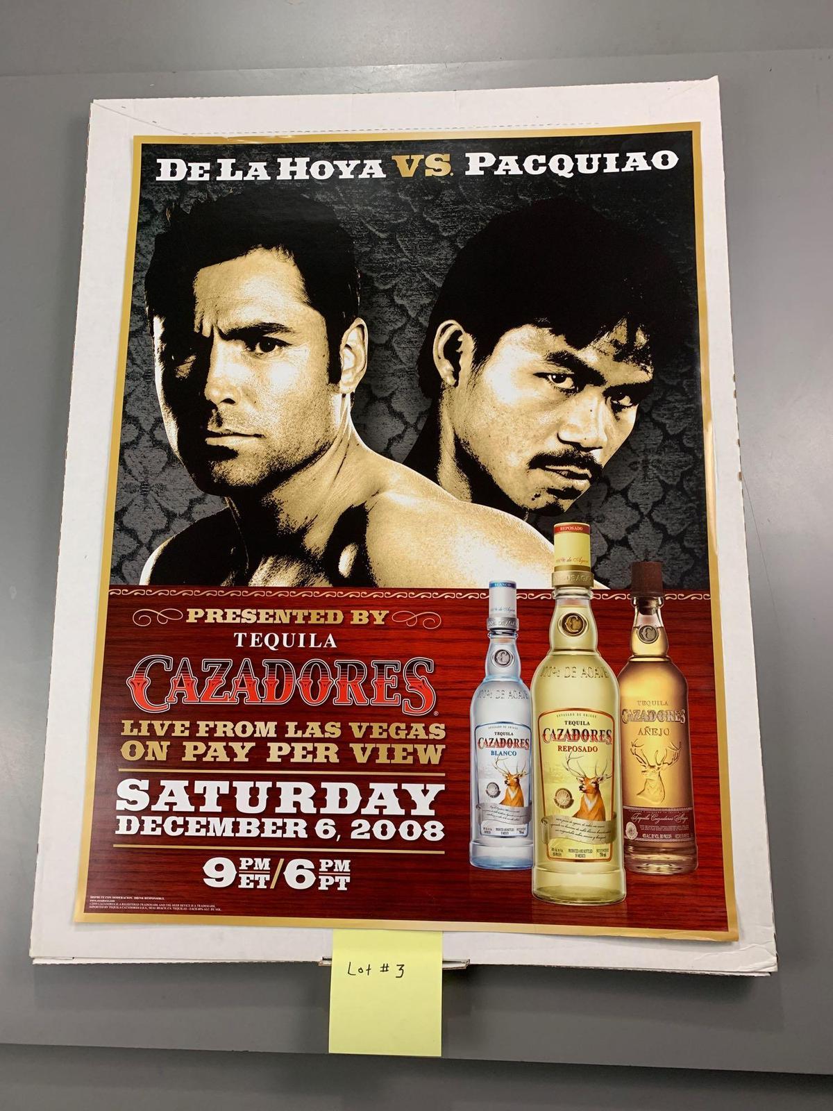 Unopened case of De La Hoya-Pacquiao Dec 2008 Cazadores Promotional Posters