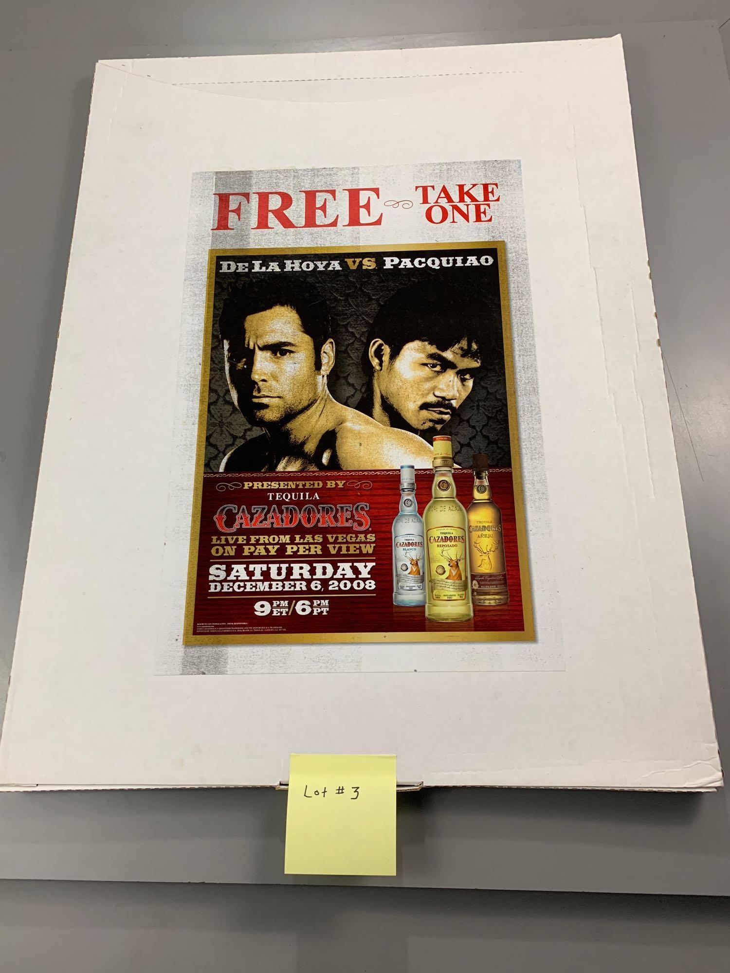 Unopened case of De La Hoya-Pacquiao Dec 2008 Cazadores Promotional Posters