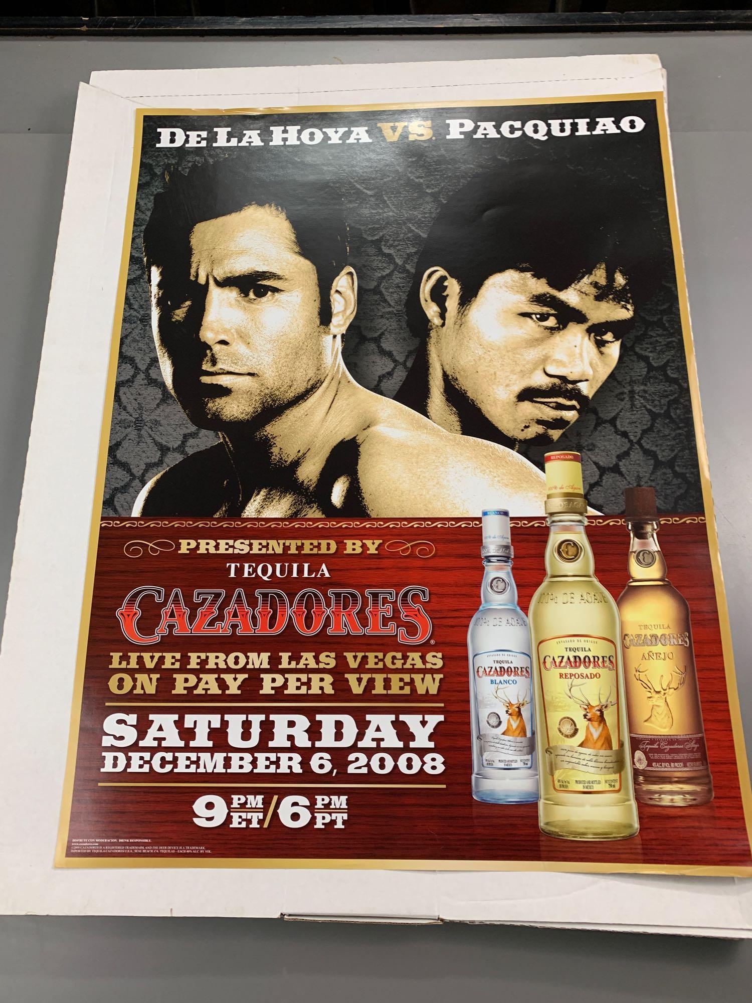 Unopened case of De La Hoya-Pacquiao Dec 2008 Cazadores Promotional Posters