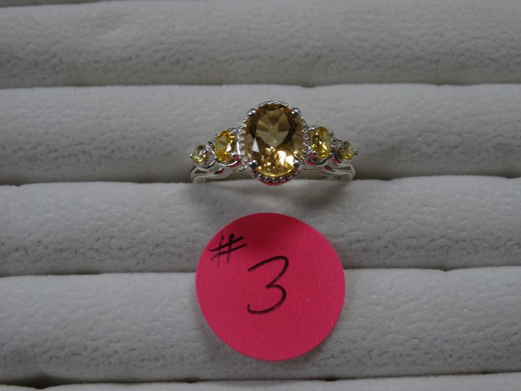 Beautiful Oval Cut Citrine Silver Casual Party Ring