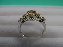 Beautiful Oval Cut Citrine Silver Casual Party Ring