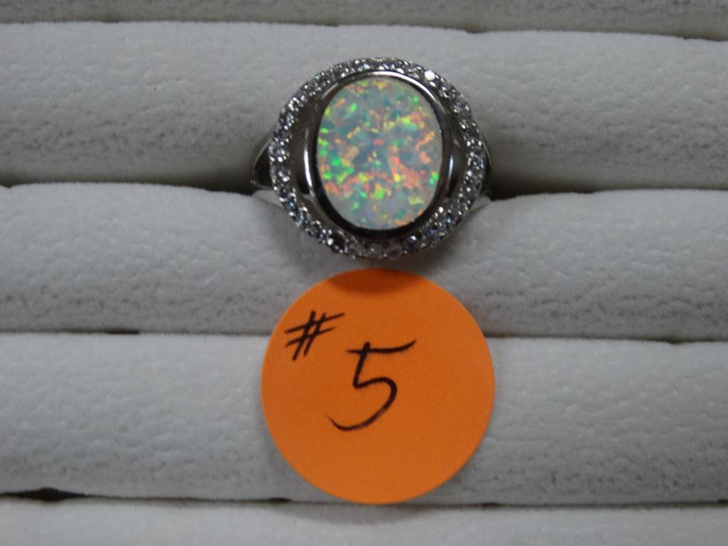 Romantic size 7.5 Womens White Fire Opal Ring