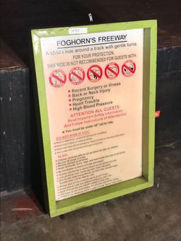 Foghorns Freeway ride safety sign