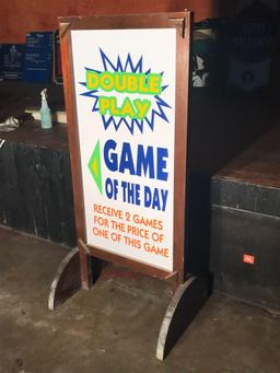 Double game sign 5ft 3in x 2ft 5in wooden/plastic sign