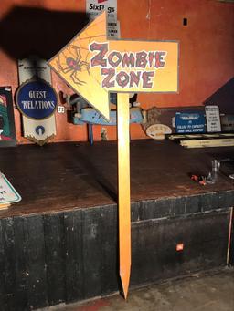 Zombie Zone Arrow Sign