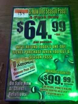 2002 AstroWorld Season Pass Promotional Sign In Stand