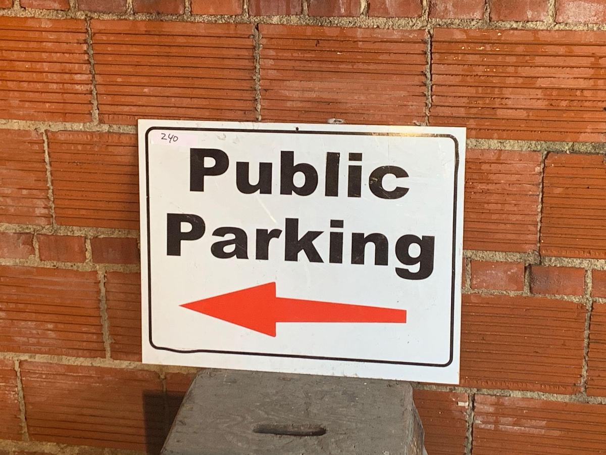 Public Parking Sign with Arrow