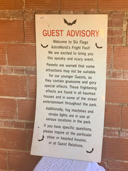 AstroWorld Fright Fest Guest Advisory Sign