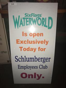 Six Flags WaterWorld 2x4ft plastic sign