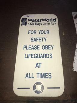 WaterWorld Six Flags Please Obey Lifeguards At All Times Sign