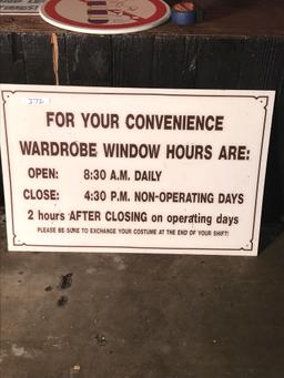 For Your Convenience Wardrobe Window Hours