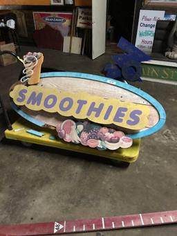 Smoothies sign 3ft 10in x 6ft wooden