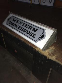 Western smokehouse 1ft 2in x 4ft 1/2in metal/plastic sign