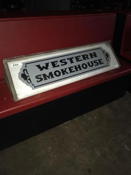 Western smokehouse 1ft 2in x 4ft 1/2in metal/plastic sign