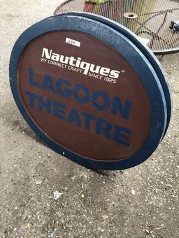 Nautiques lagoon theatre 3ft x 3ft 5in wooden sign