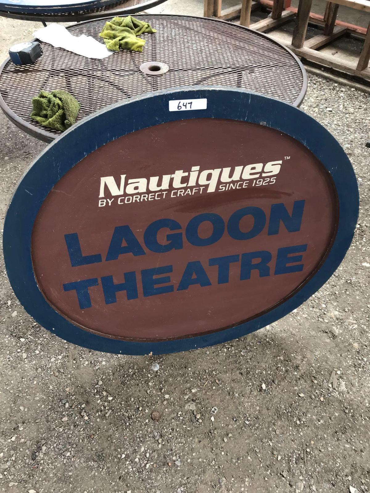 Nautiques lagoon theatre 3ft x 3ft 5in wooden sign