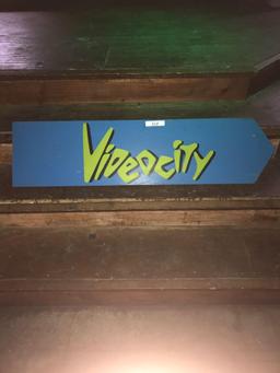 Videocity 1ft x 4ft wooden sign