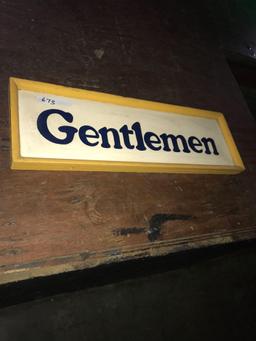 Gentlemen 9in x 2ft 4in wooden sign