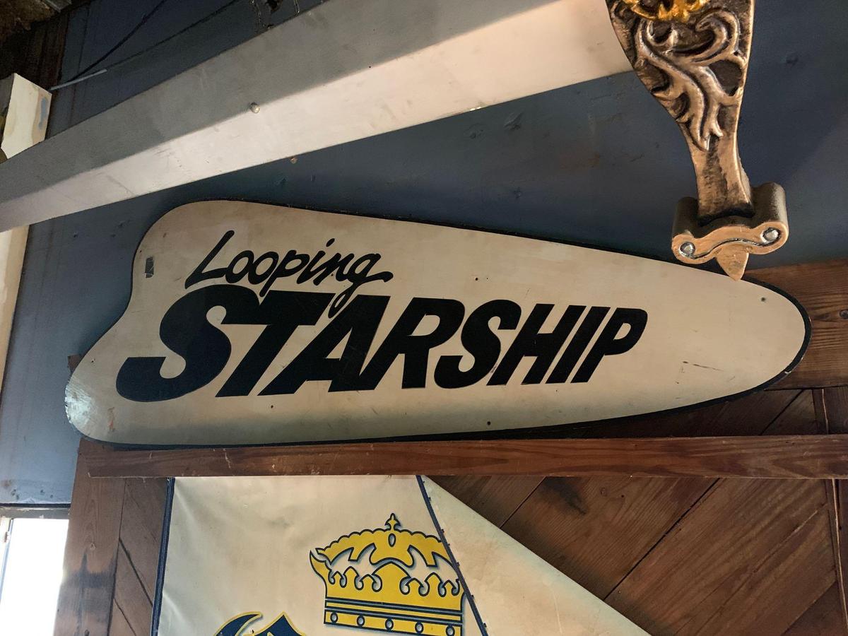 Looping Starship Wood Sign