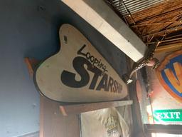 Looping Starship Wood Sign