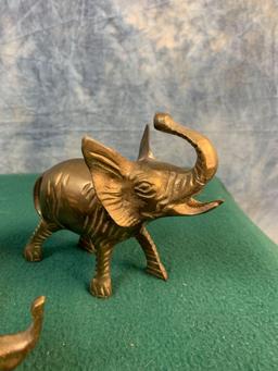 Set of (3) Elephant Brass Candle Holders