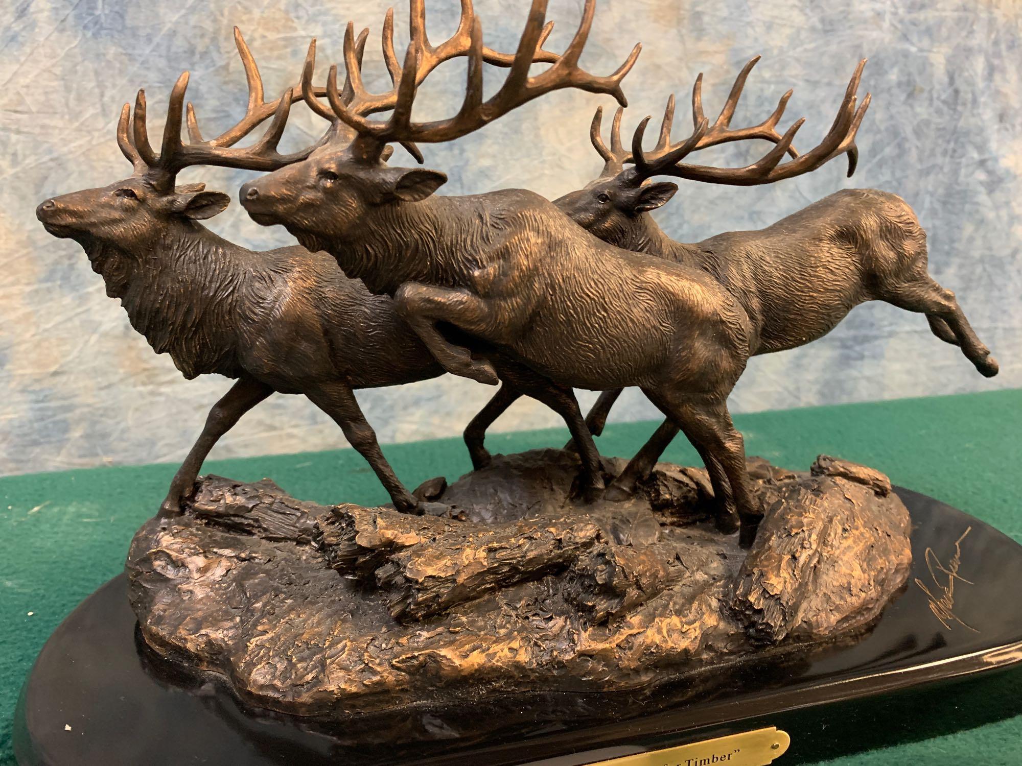 Elk Resin Bronze "Headed for Timber"