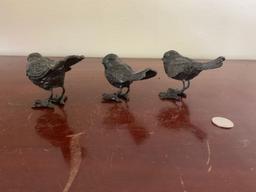 Set Of Three Bronze Bird Statuettes