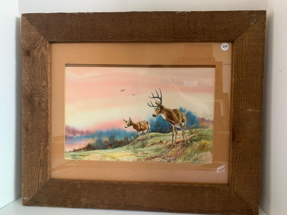 Glass framed original Roberto Lozano Jr watercolor signed