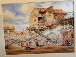 Shing Woon Kai watercolor in frame signed