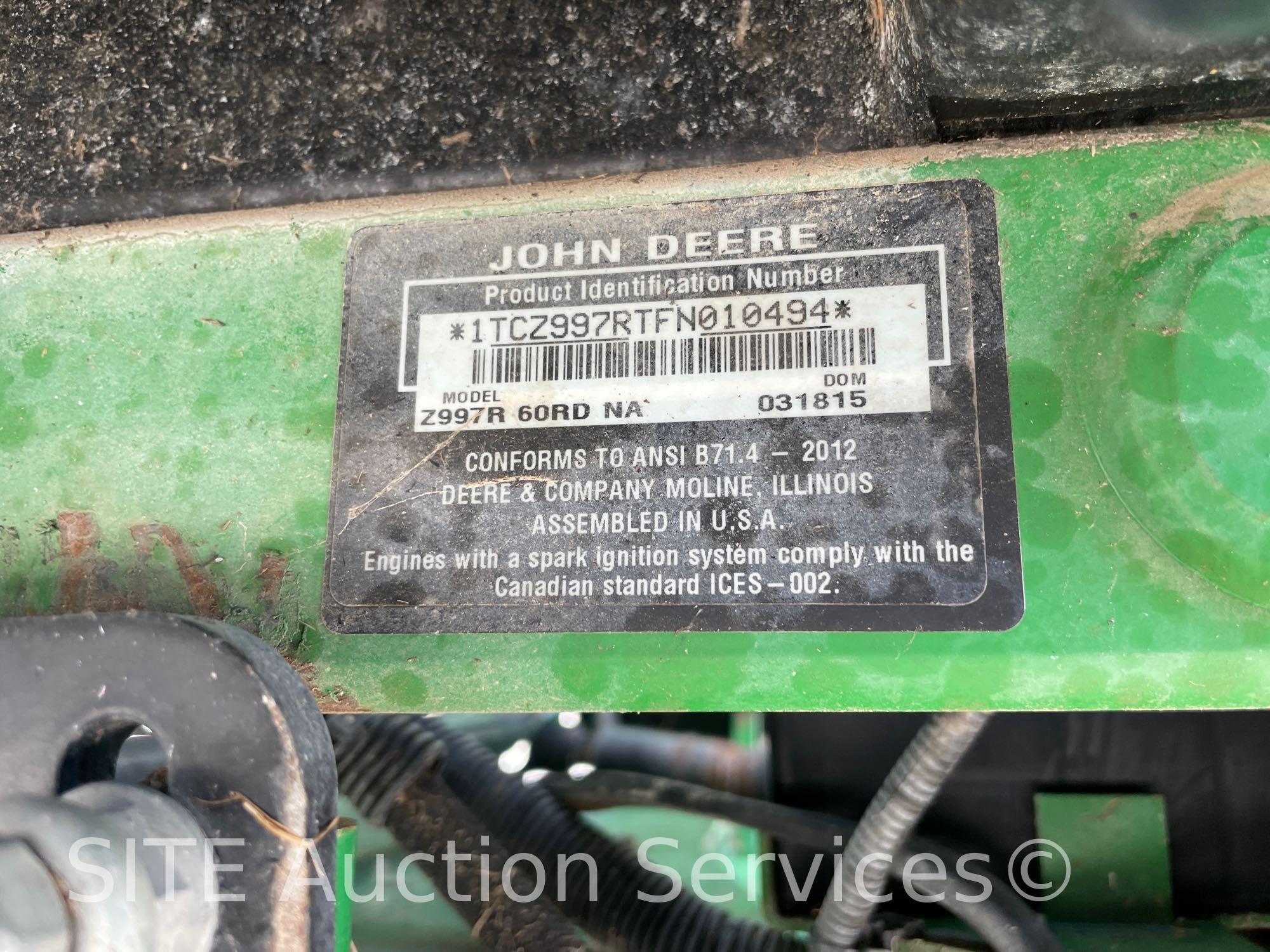 2015 John Deere Z997R Zero Turn Mower
