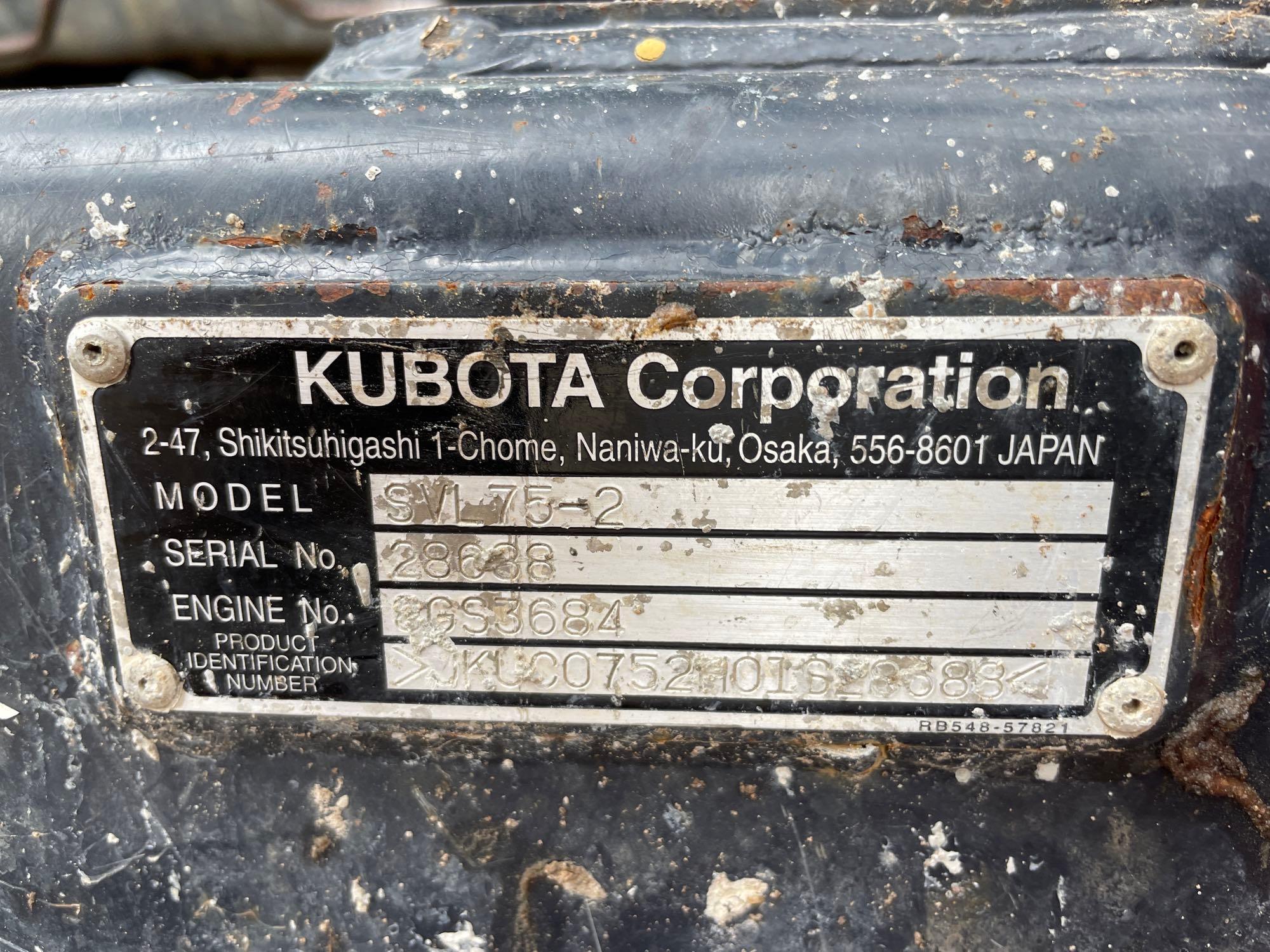 2017 Kubota SVL75-2 Tracked Skid Steer Loader