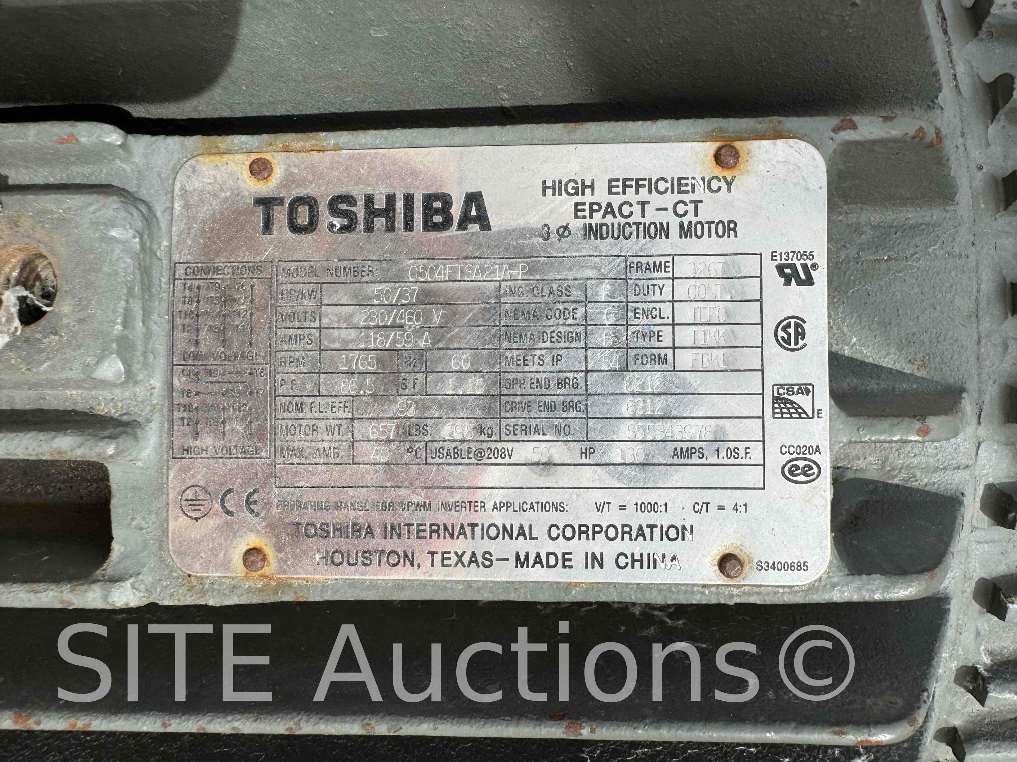 Toshiba 50HP Electric Motor