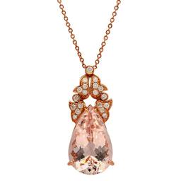 14k Rose Gold 22.12ct Morganite 0.82ct Diamond Pendant