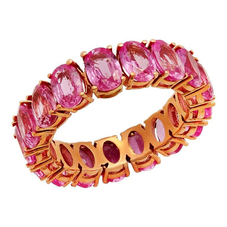 14k Rose Gold 11.12ct Pink Sapphire Eternity Band