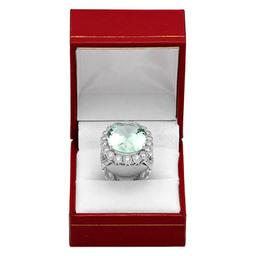 14k White Gold 15.96ct Aquamarine 1.85ct Diamond Ring