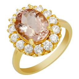 14k Yellow Gold 3.36ct Morganite 1.13ct Diamond Ring