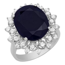 14k White Gold 10.63ct Sapphire 0.73ct Diamond Ring